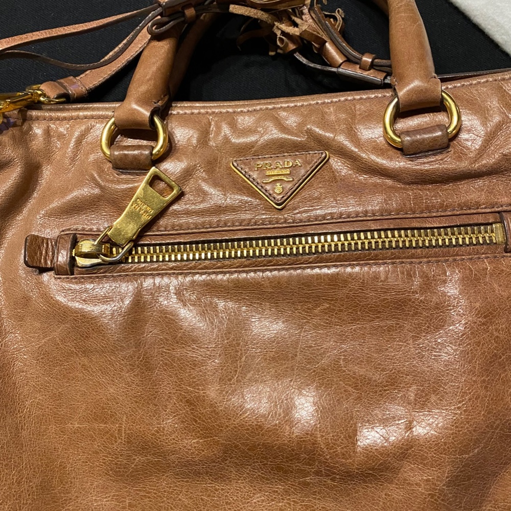 Prada vintage brown leather tote.